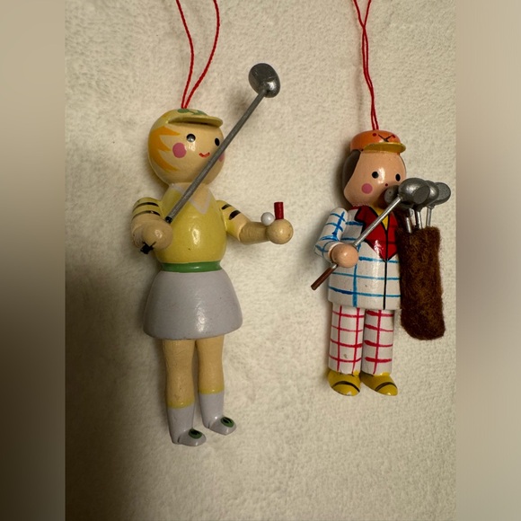 Vintage Golfers Wooden Christmas ornaments - Picture 2 of 7